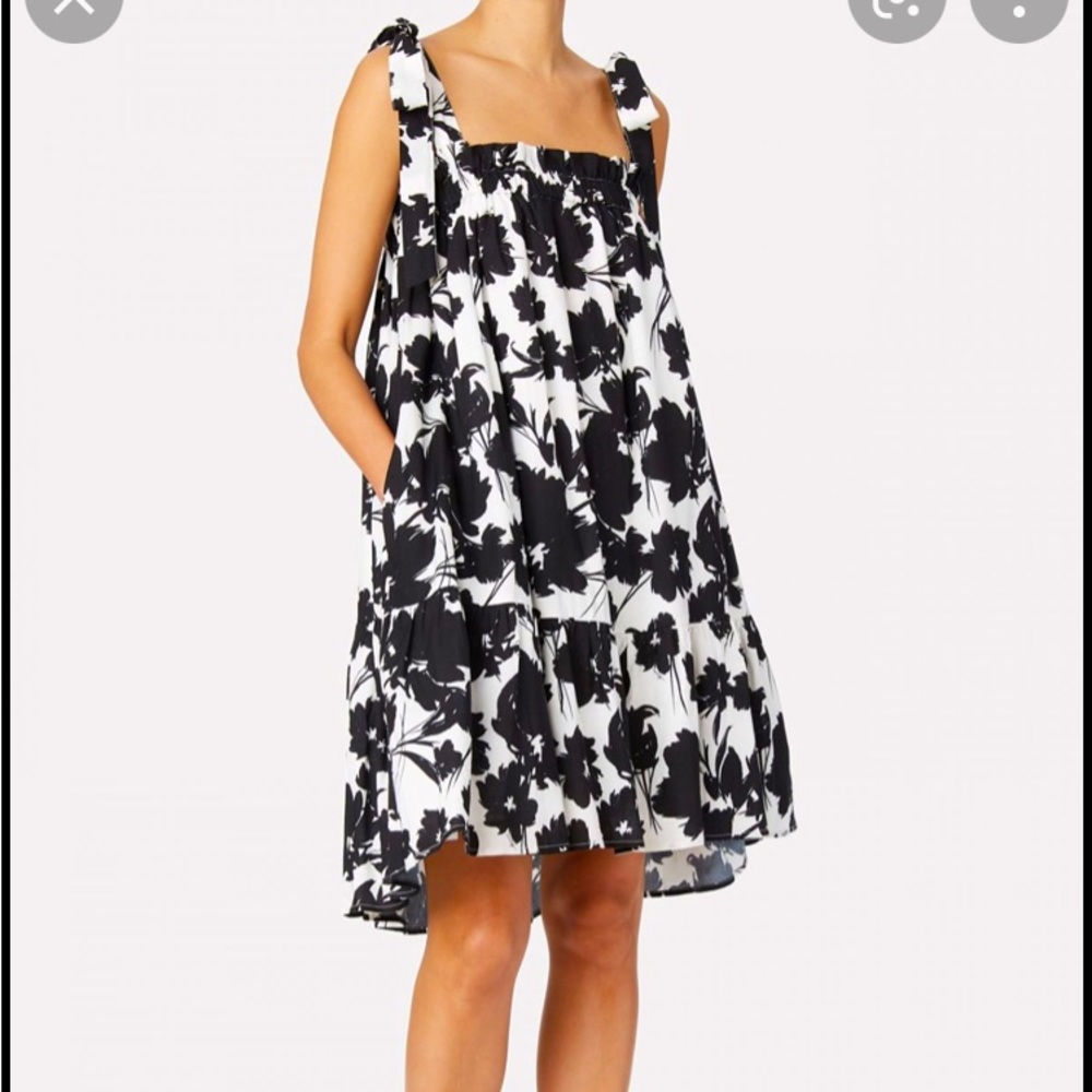 NWT Anthropologie MILLY Dani Floral Print Tie-Shoulder Dress